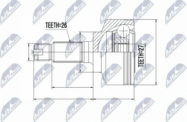 Шрус наружный (граната) NTY передний для Honda Fit II 2008-2014. Артикул NPZ-HD-063
