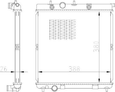 Радиатор охлаждения двигателя NRF (алюминий) для Citroen C3 II 2009-2016. Артикул 550016