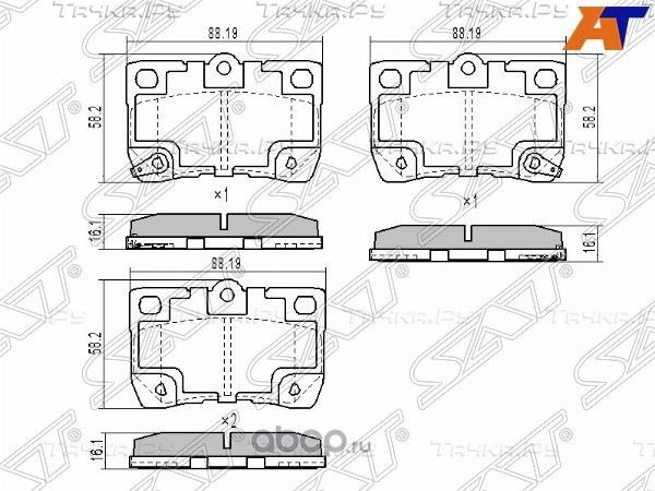 Колодки тормозные RR TOYOTA MARK X,CROWN 03-LEXUS (SAT). Артикул ST0446622190