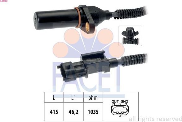 Датчик положения коленвала Facet Made in Italy - OE Equivalent. Артикул 9.0810