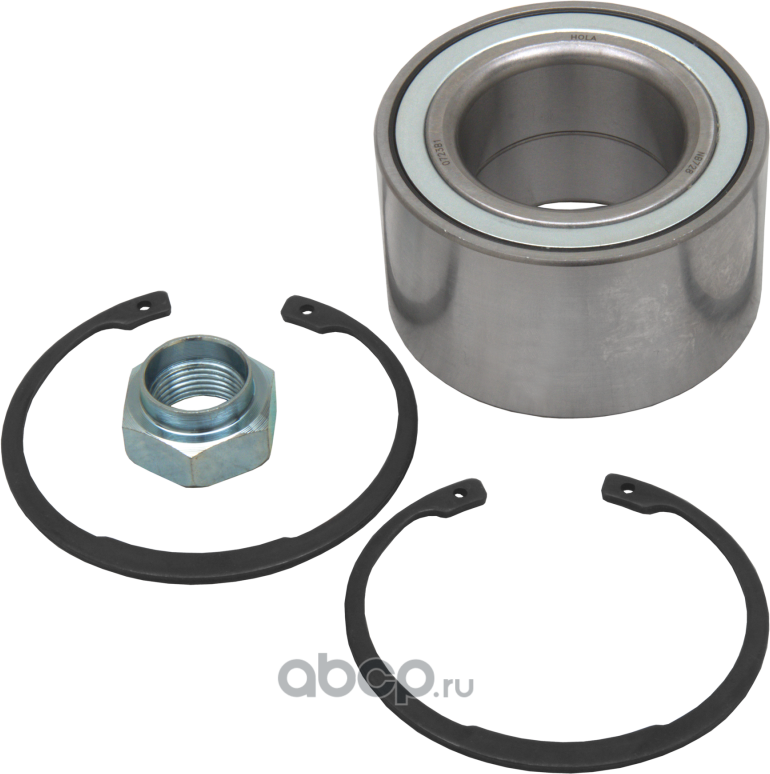 Подшипник ступицы, комплект, передний, подшипник, стопорное кольцо - 2шт., гайка, LADA 4x4 21214 (Hola). Артикул NB728