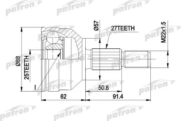 Шрус наружный (граната) Patron для Ford Mondeo I 1993-1996. Артикул PCV1202