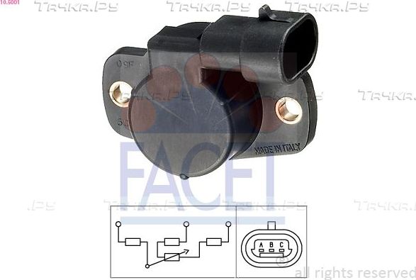 Датчик положения дроссельной заслонки Facet Made in Italy - OE Equivalent для Renault Kangoo I 1997-2009. Артикул 10.5001