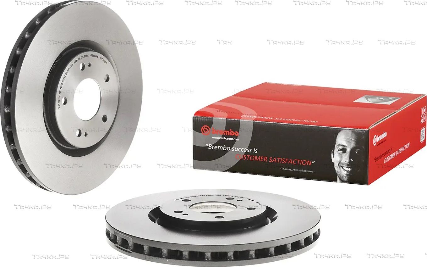 Тормозной диск Brembo PRIME LINE - UV Coated передний для Mitsubishi Lancer IX 2001-2005. Артикул 09.7142.31