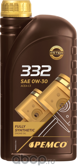 0W-30 SN, C2/C3 1л (PAO синт. мотор. масло) (Pemco). Артикул PM0332-1