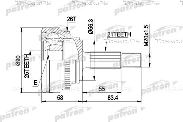 Шрус наружный (граната) Patron. Артикул PCV1285