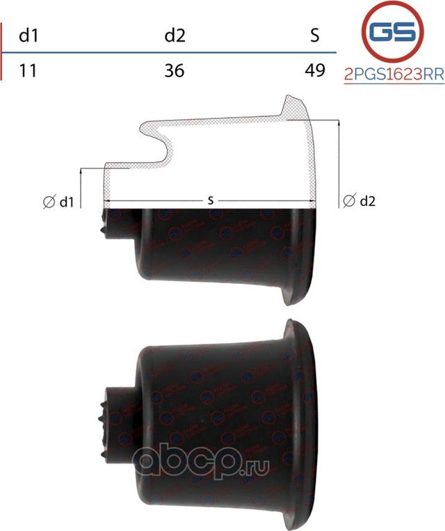 Пыльник рулевой рейки размер  11x36x49 (GS). Артикул 2PGS1623RR