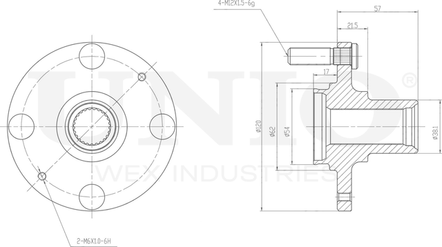 Ступица колеса (Unio). Артикул HUB-20032
