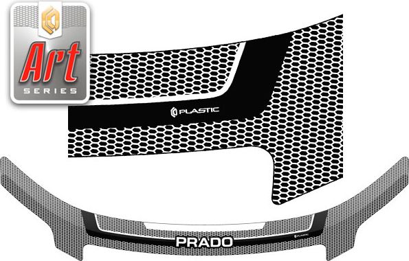 Дефлектор СА Пластик для капота (Серия "Art" серебро) Toyota Land Cruiser Prado 150 2009-2013. Артикул 2010012704863