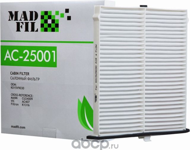 Фильтр салона AC-25001 MADFIL Madfil. Артикул AC25001