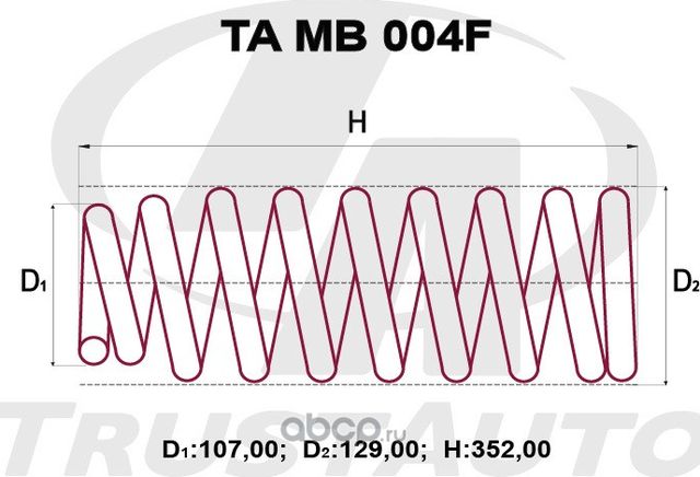 Пружина подвески усиленная () (Trustauto). Артикул TAMB004F
