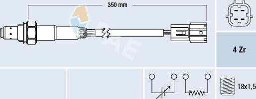 Лямбда-зонд (кислородный датчик) FAE. Артикул 77391