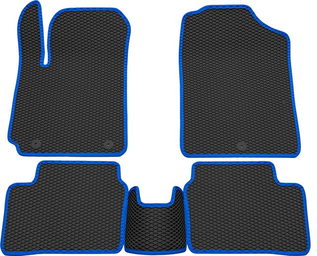 Коврики Rezkon EVA для салона Kia Picanto II 2011-2017 Синий кант. Артикул 9021050203