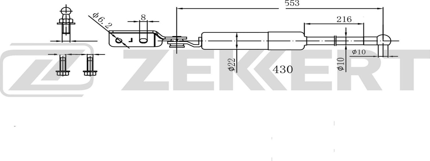 Амортизатор (упор) багажника Zekkert. Артикул GF-2611
