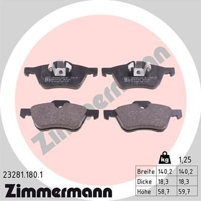 Тормозные колодки Zimmermann. Артикул 23281.180.1