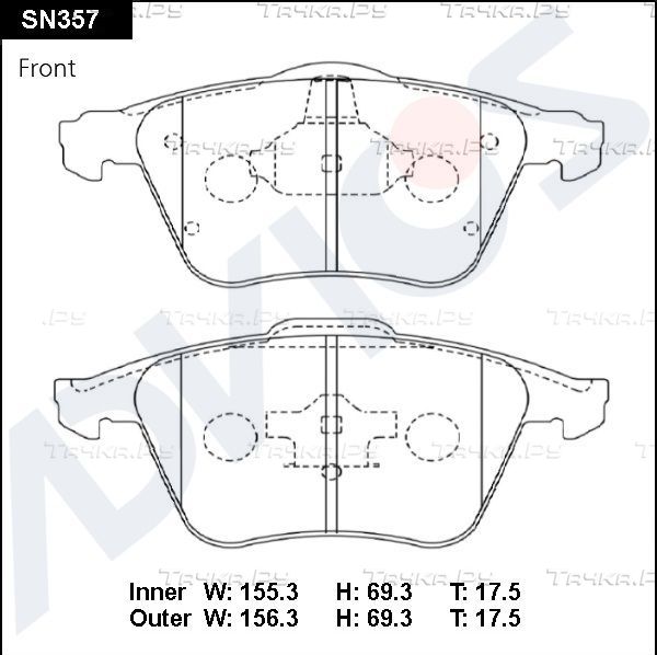 Тормозные колодки Advics передние для Mazda 3 II (BL) 2008-2014. Артикул SN357