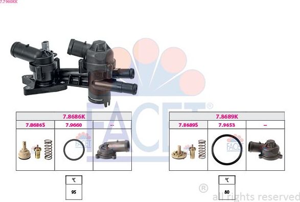 Термостат Facet Made in Italy - OE Equivalent для Audi A1 I (8X) 2011-2015. Артикул 7.7960KK