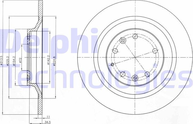 Тормозной диск Delphi задний для Mazda 6 I (GG) 2005-2007. Артикул BG4318