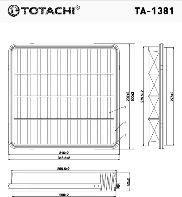 Фильтр воздушный (Totachi). Артикул TA1381