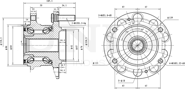 Ступица колеса с интегрированным подшипником (Unio). Артикул HUB-20165