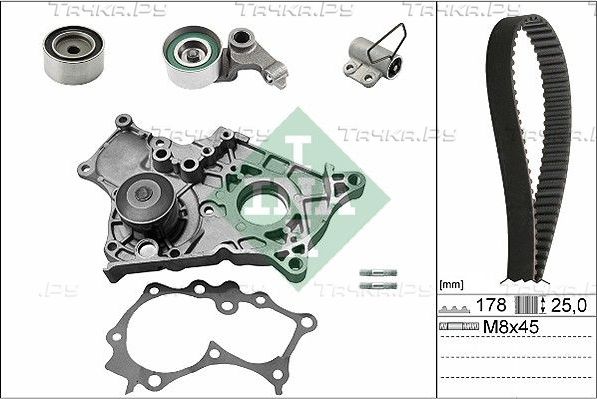 Помпа (водяной насос) с комплектом ремня ГРМ Ina для Toyota Corolla E110 2000-2002. Артикул 530 0543 30