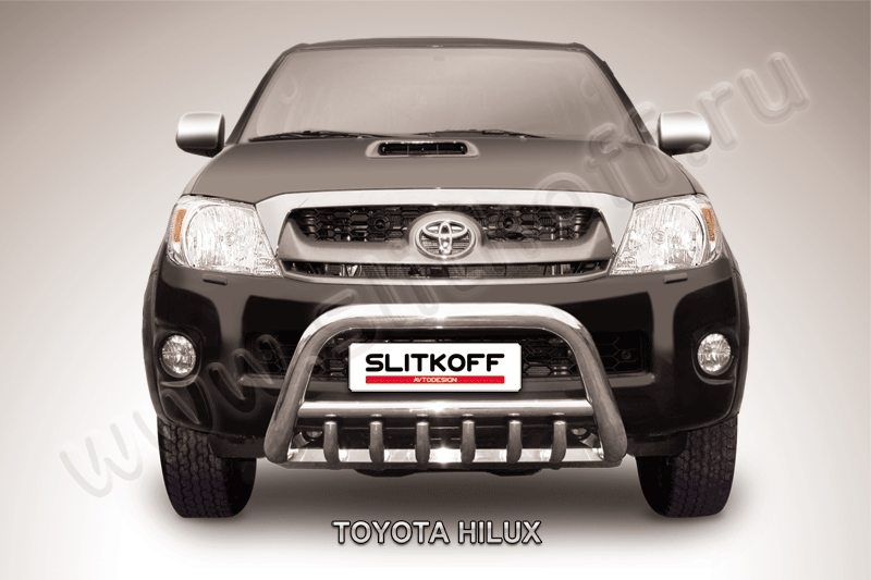 Кенгурятник Slitkoff d57 низкий с защитой картера для Toyota Hilux VII 2008-2011. Артикул THL003