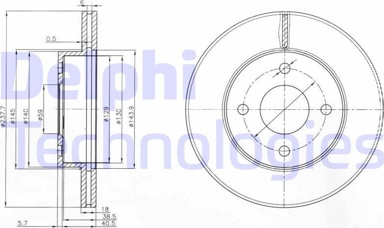 Тормозной диск Delphi. Артикул BG3763