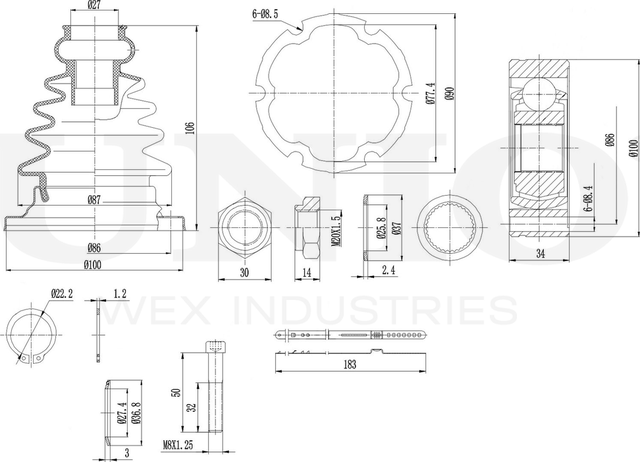 ШРУС внутренний (Unio). Артикул CVJ-30002