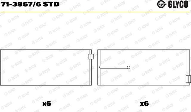 Вкладыши шатунные Glyco для Mercedes-Benz Vito II (W639) 2003-2014. Артикул 71-3857/6 STD
