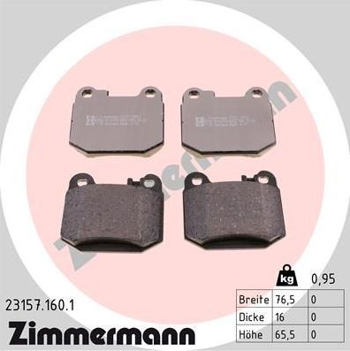 Тормозные колодки Zimmermann. Артикул 23157.160.1