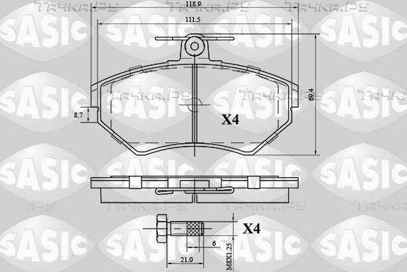 Тормозные колодки Sasic передние для Volkswagen Golf III 1991-1999. Артикул 6216057
