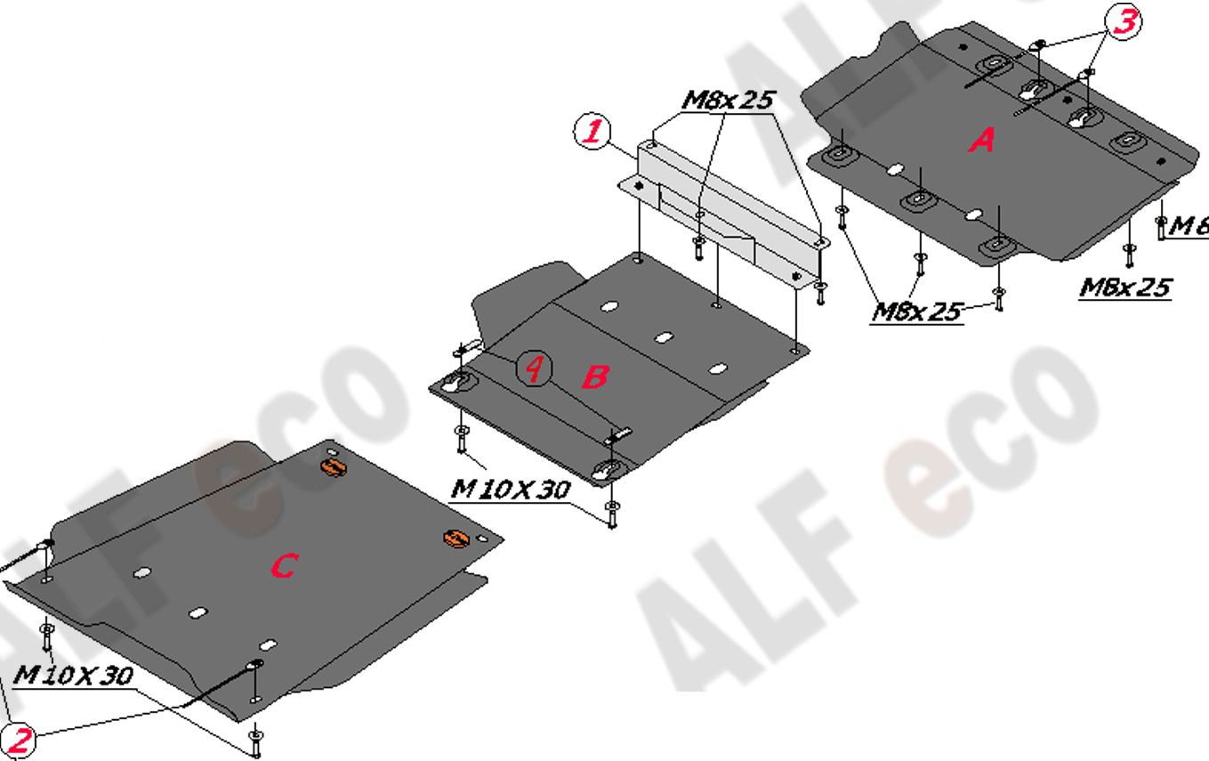 Защита алюминиевая Alfeco для картера и КПП Toyota Tundra II Double Cab 2007-2013. Артикул ALF.24.61al