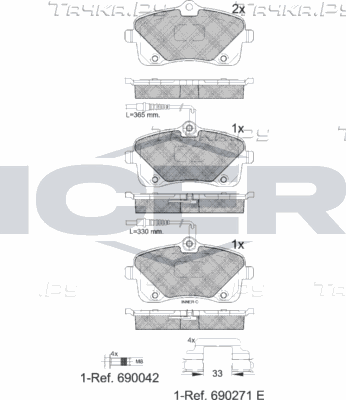 Тормозные колодки Icer для Peugeot 407 2004-2011. Артикул 182024