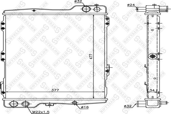 Радиатор охлаждения двигателя Stellox. Артикул 10-25532-SX