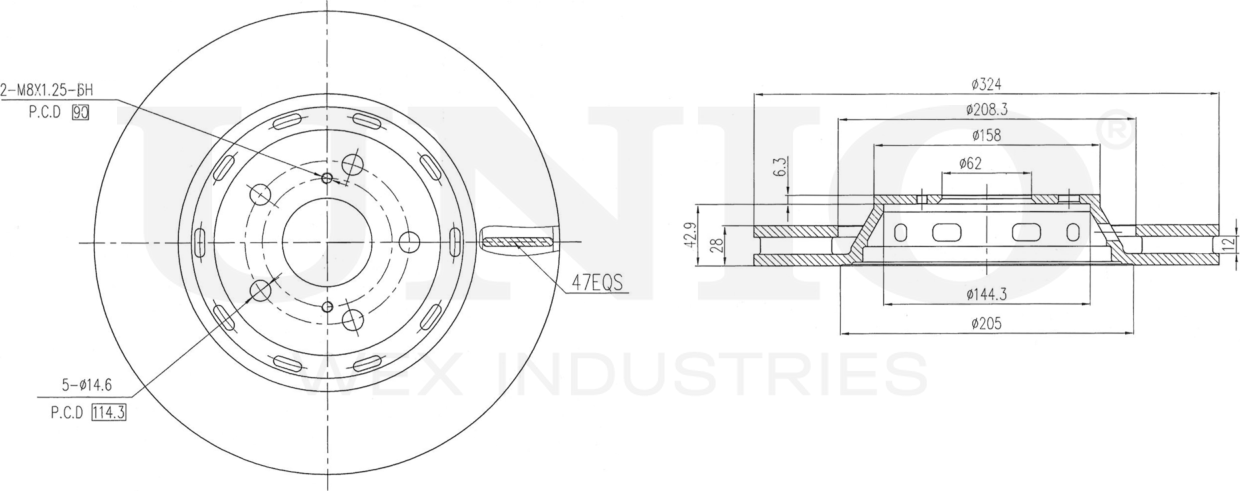 Диск тормозной (Unio). Артикул BRD-20422