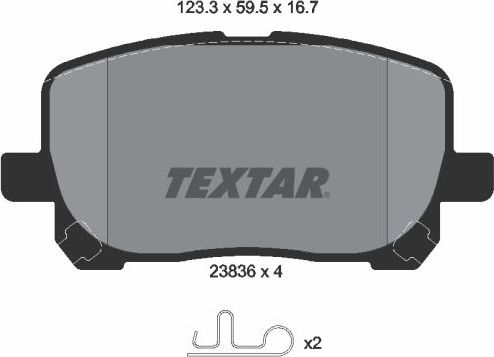 Тормозные колодки Textar передние для Toyota Matrix I (E130) 2002-2007. Артикул 2383601