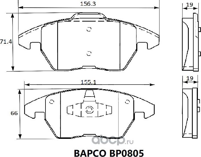 Колодки тормозные дисковые BP0805 передние, комплект, (Bapco) Bapco. Артикул BP0805