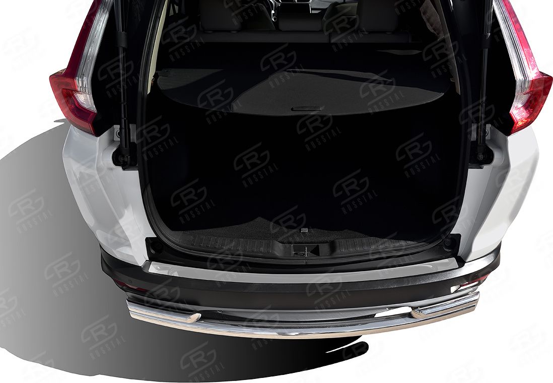 Накладка на задний бампер RusStal для Honda CR-V V до рестайлинга 2016-2020 (нерж. зеркало). Артикул HCRVN-003484