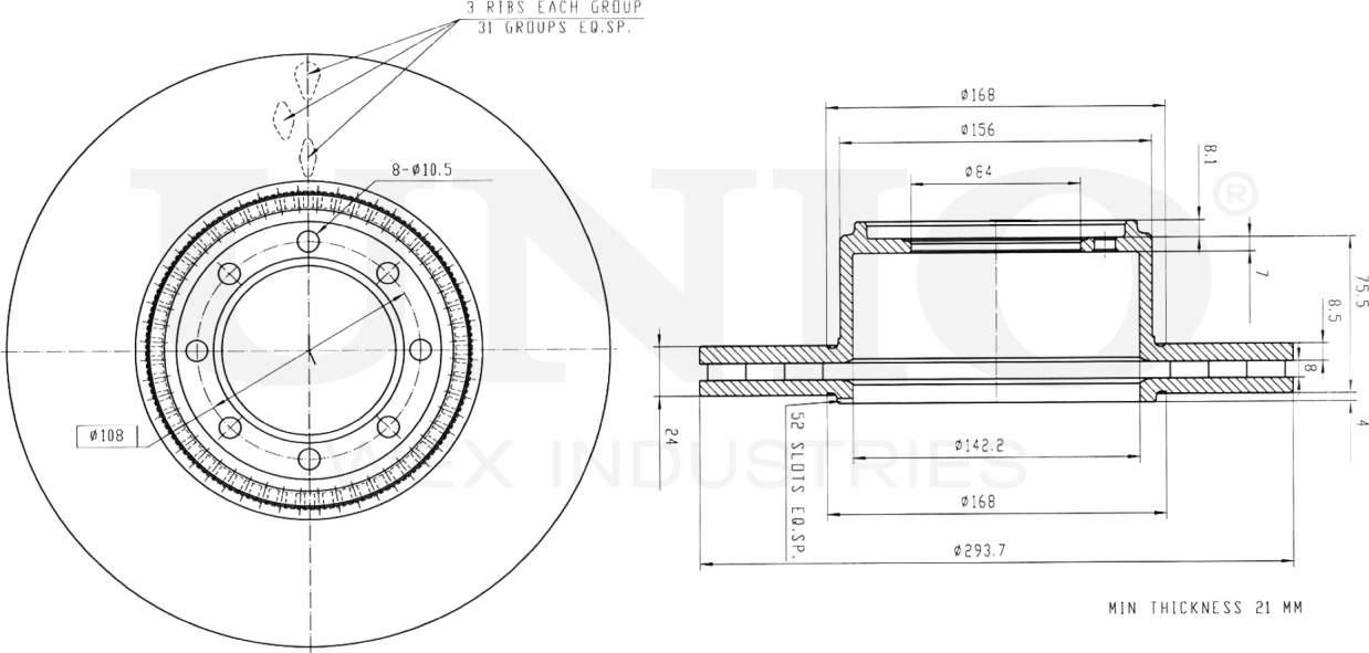 Диск тормозной (Unio). Артикул BRD-20458