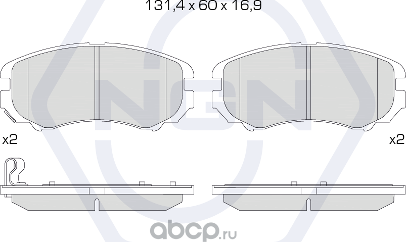 Колодки тормозные керамические, передние (NGN). Артикул 3502010