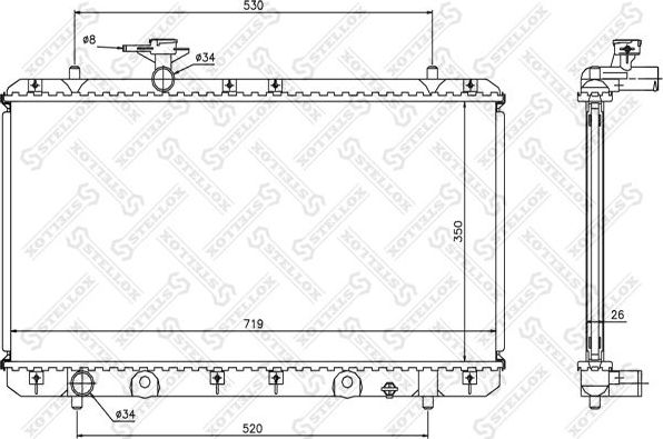 Радиатор охлаждения двигателя Stellox для Suzuki Liana I 2001-2008. Артикул 10-26253-SX