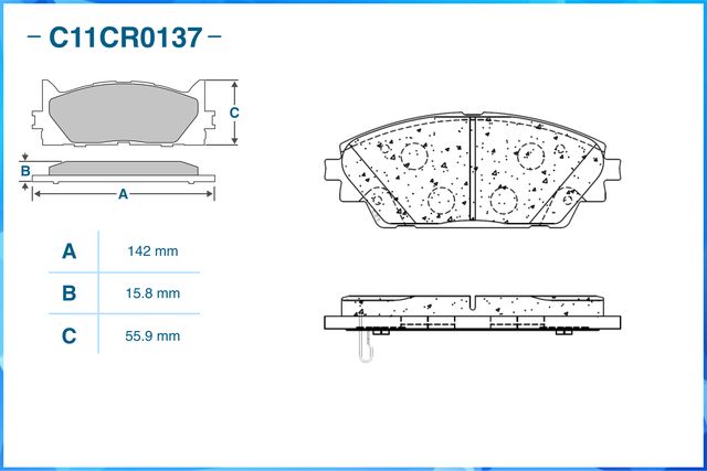 Колодки тормозные передние (Low Metallic) (Cworks). Артикул C11CR0137
