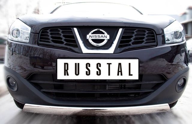 Защита RusStal переднего бампера d75х42 овал для Nissan Qashqai I 2010-2013. Артикул QNZ-000771