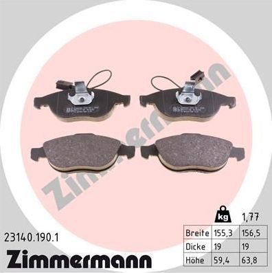 Тормозные колодки Zimmermann. Артикул 23140.190.1