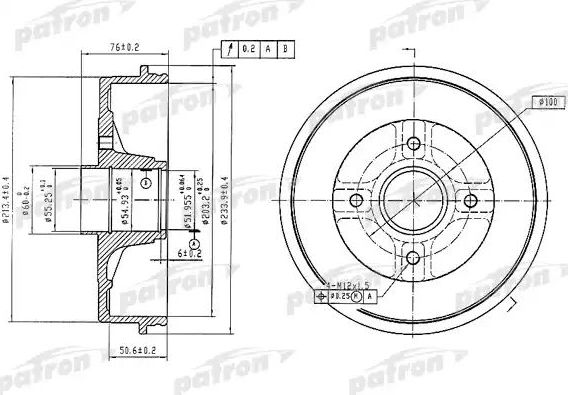 Тормозной барабан Patron задний для Renault Kangoo II 2008-2026. Артикул PDR1353