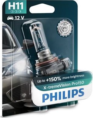 H11 12V-55W (PGJ19-2) (+150% света+увелич. срок службы) X-treme Vision Pro150 блистер (1шт) Philips X-tremeVision Pro150. Артикул 12362XVPB1