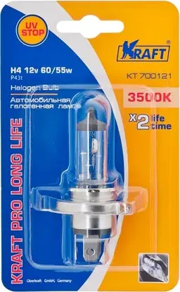 ЛАМПА 12V H4 6055W P43T LONG LIFE (Kraft). Артикул KT700121