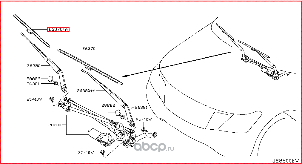 Щетки стеклоочистителя (дворники) Nissan. Артикул 288901LB1A