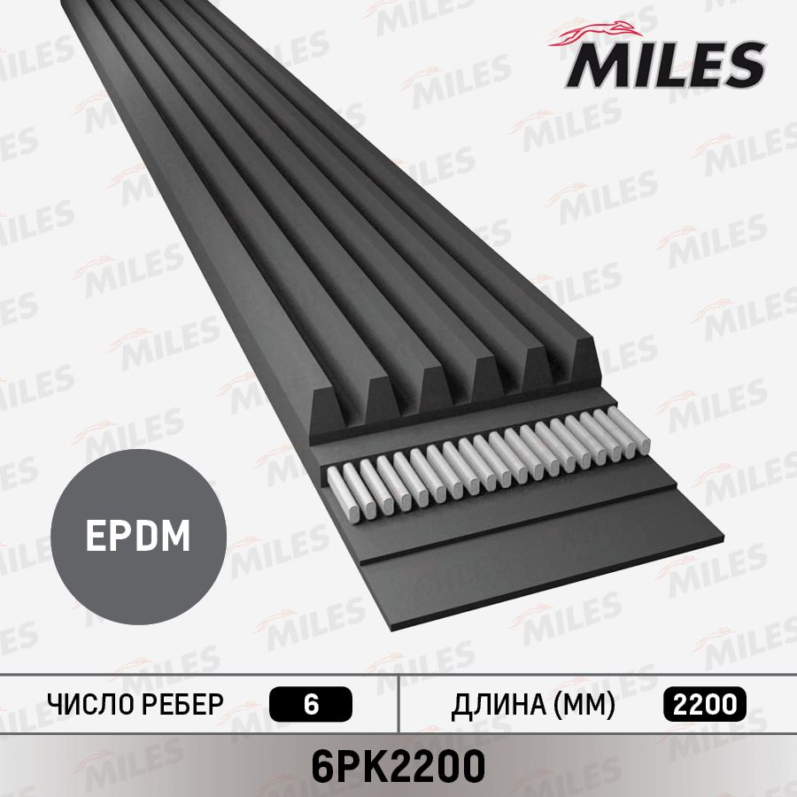 Приводной ремень поликлиновой Miles. Артикул 6PK2200