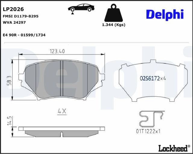 Тормозные колодки Delphi (органический) для Mazda MX-5 III (NC) 2005-2014. Артикул LP2026
